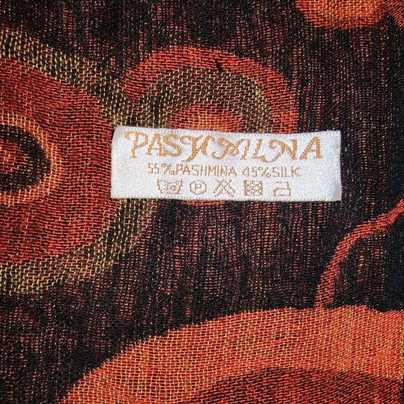 Hand Woven Pashmina Cashmere/Silk Shawl Scarf w/Abstract Geometric Circles - Picture 9 of 9